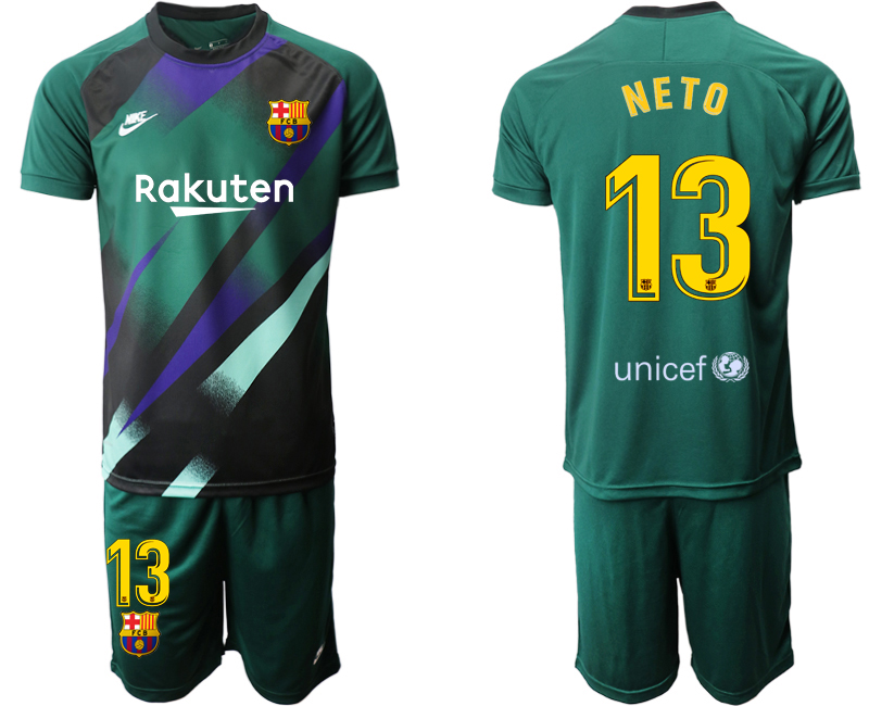 Men 2020-2021 club Barcelona green goalkeeper #13 Soccer Jerseys